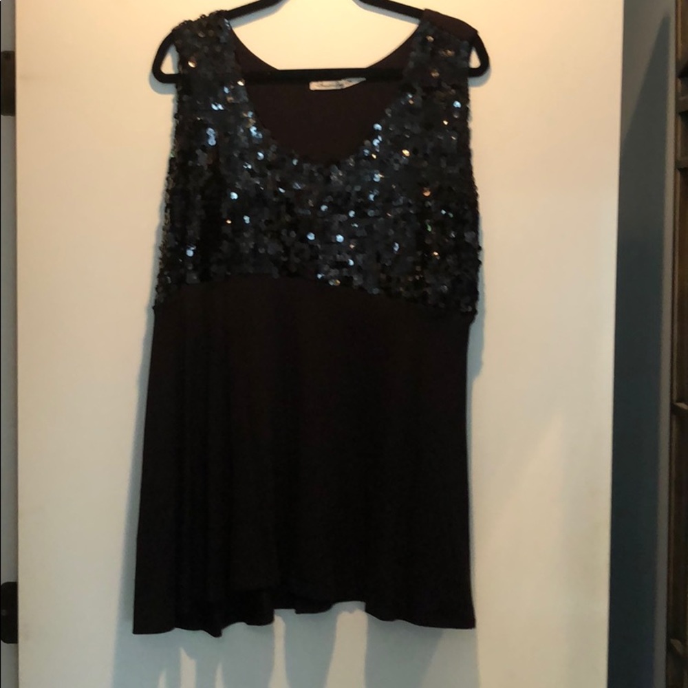 Black Sequined Empire Style Tank